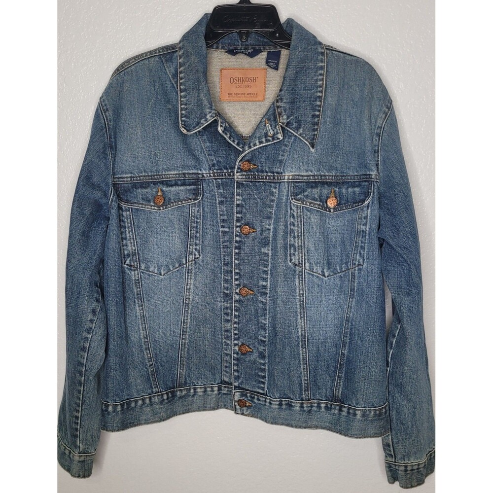 Oshkosh Men's Size XL‎ Blue Denim Trucker Button Up Jacket EUC - Picture 2 of 16
